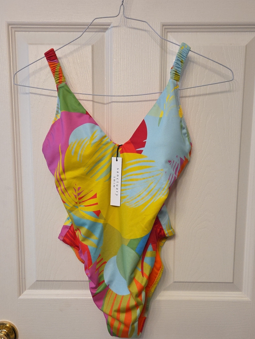 Sanctuary Swim One Piece "Tropical" High Cut Bathing Suit. Women's Small